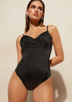 One-Piece Swimswuits^Calzedonia Lightly Padded Swimsuit Taipei 702C - Black Crystals