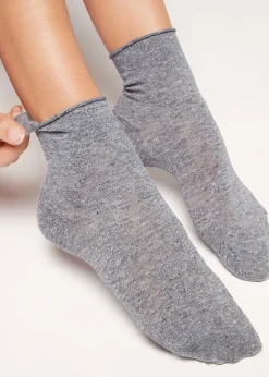 Short Socks^Calzedonia Linen And Viscose Short Socks 9201 - Denim