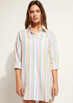 Beachwear^Calzedonia Linen Shirt 673C - Multicoloured Stripes