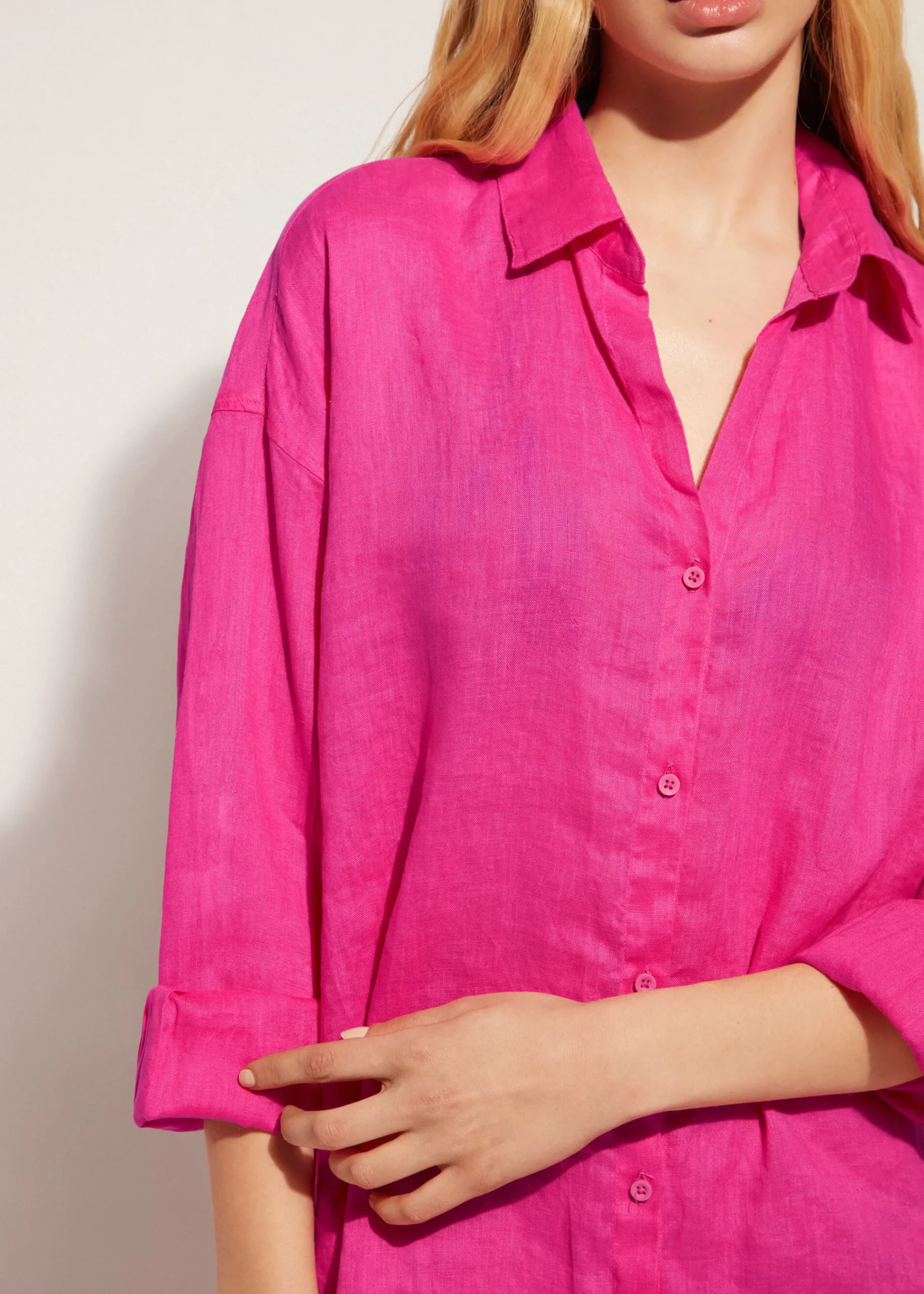 Beachwear^Calzedonia Linen Shirt 614C - Bright Pink