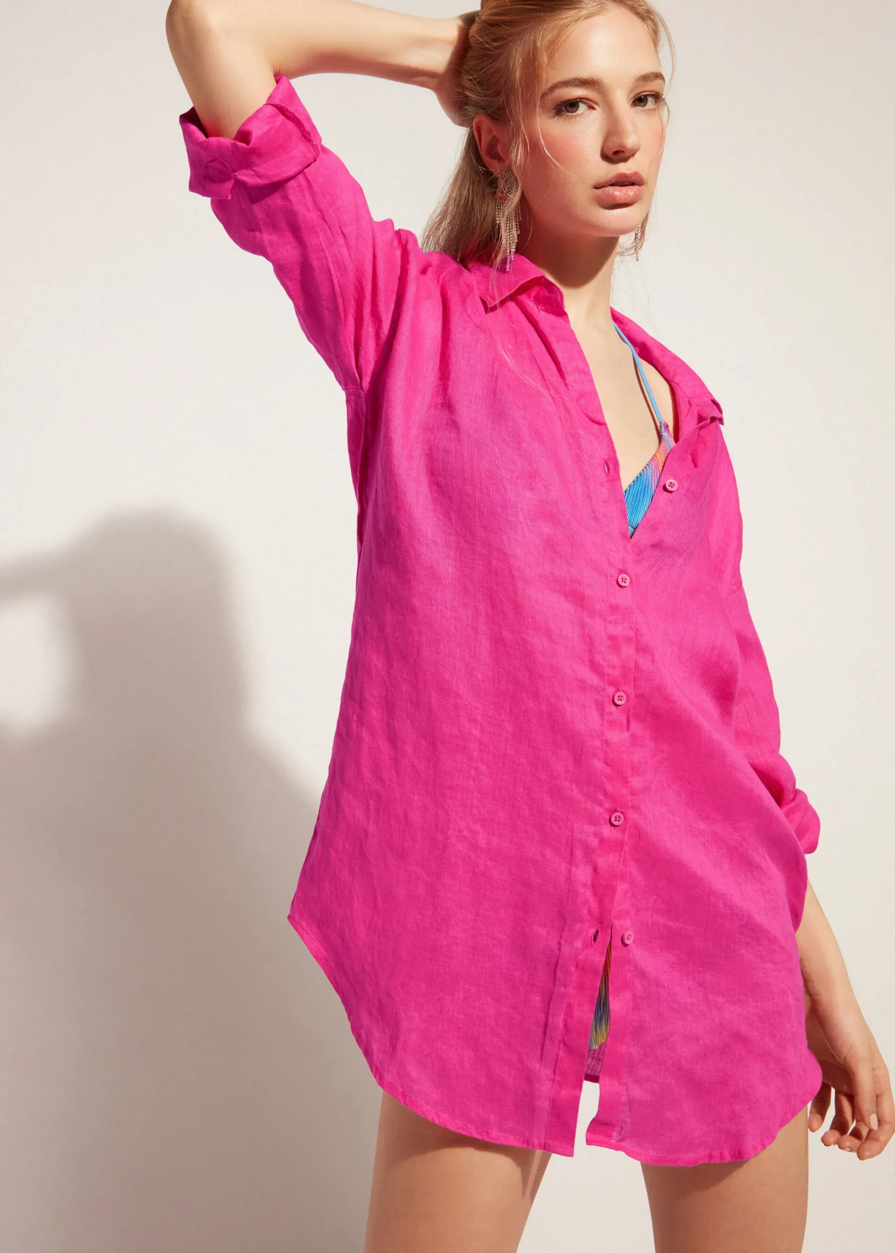 Beachwear^Calzedonia Linen Shirt 614C - Bright Pink