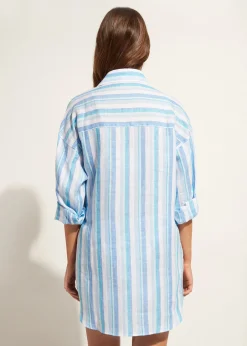 Beachwear^Calzedonia Linen Shirt 674C - Blue Stripes