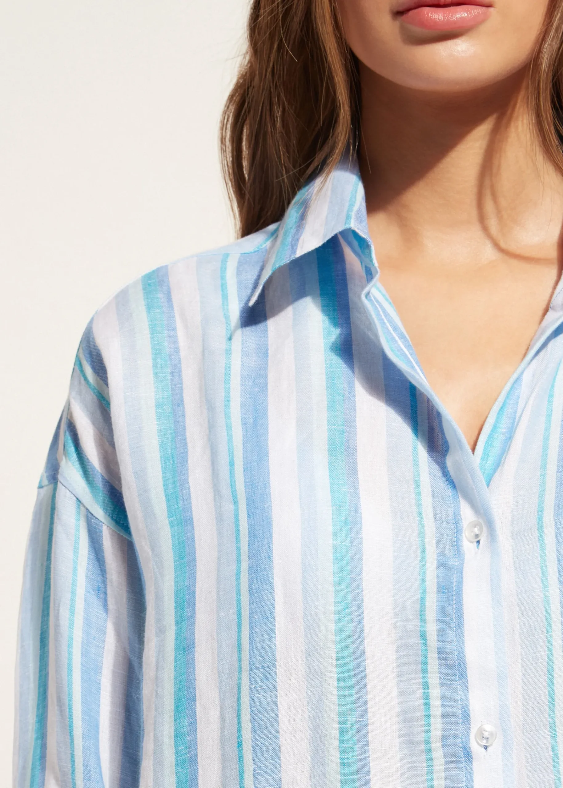 Beachwear^Calzedonia Linen Shirt 674C - Blue Stripes
