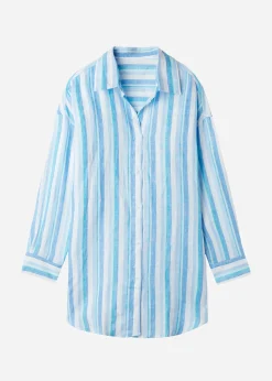 Beachwear^Calzedonia Linen Shirt 674C - Blue Stripes