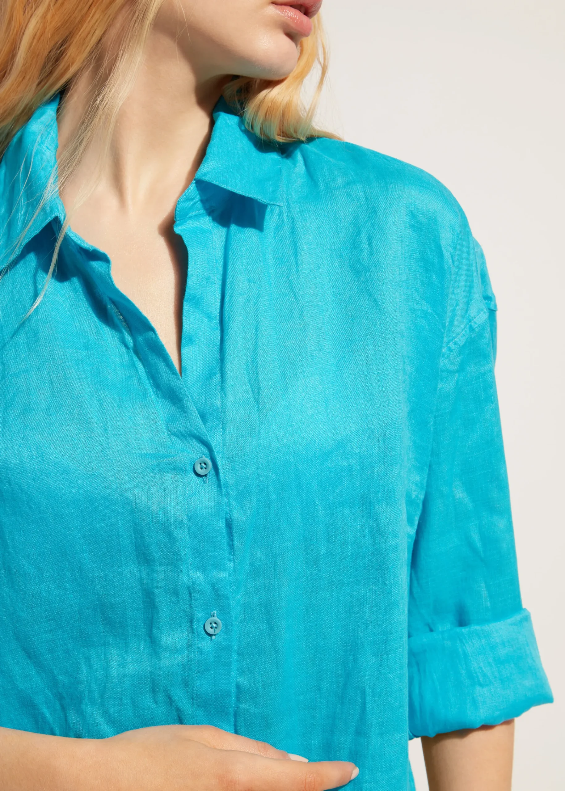 Beachwear^Calzedonia Linen Shirt 616C - Turquoise Green