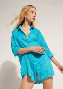 Beachwear^Calzedonia Linen Shirt 616C - Turquoise Green