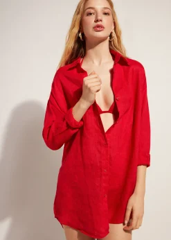 Beachwear^Calzedonia Linen Shirt 645C - Summer Red
