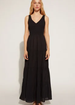 Beachwear^Calzedonia Long Dress With Flounced Skirt 06 - Black