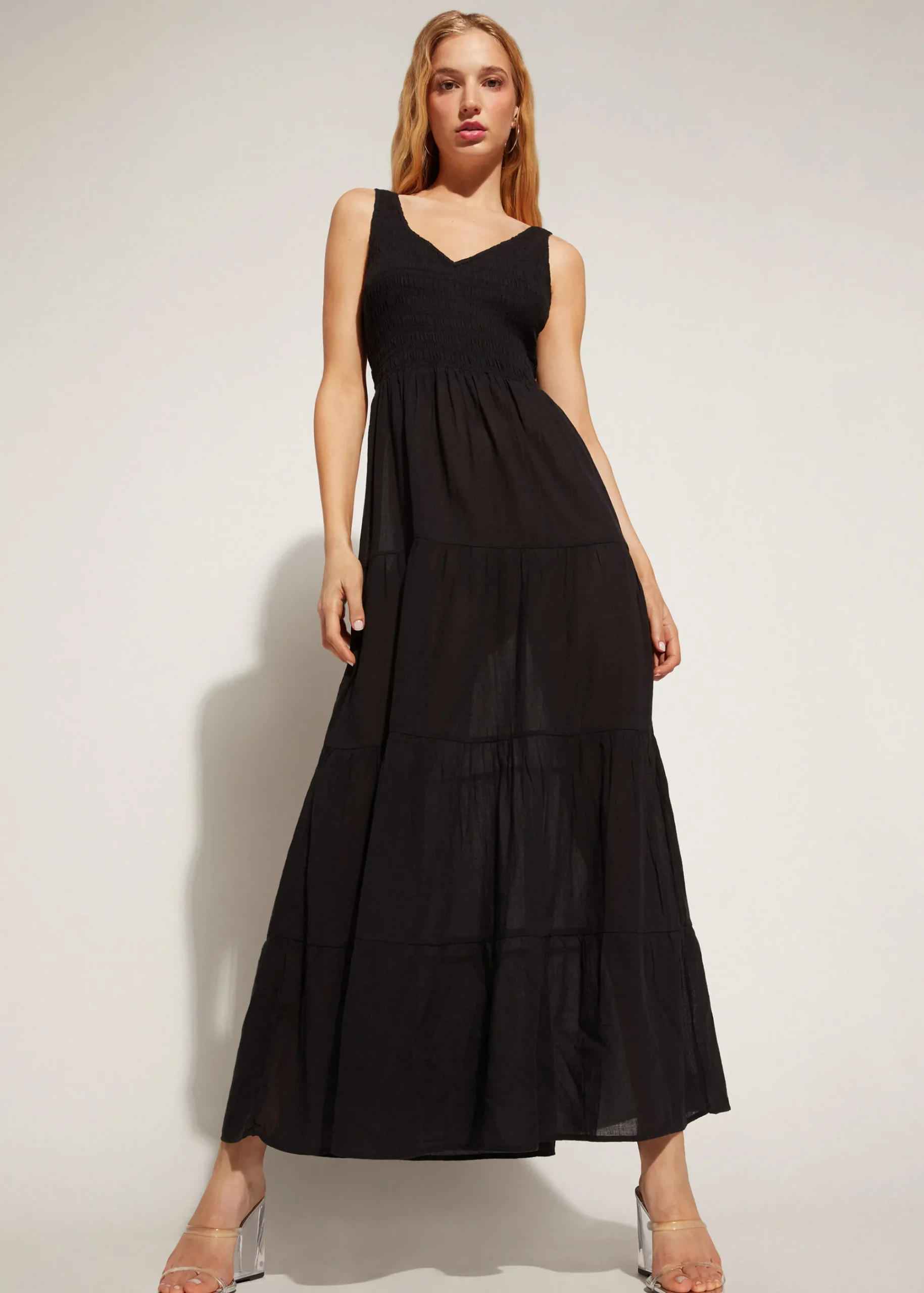 Beachwear^Calzedonia Long Dress With Flounced Skirt 06 - Black