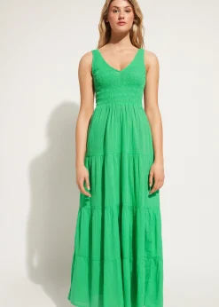 Beachwear^Calzedonia Long Dress With Flounced Skirt 615C - Shiny Green
