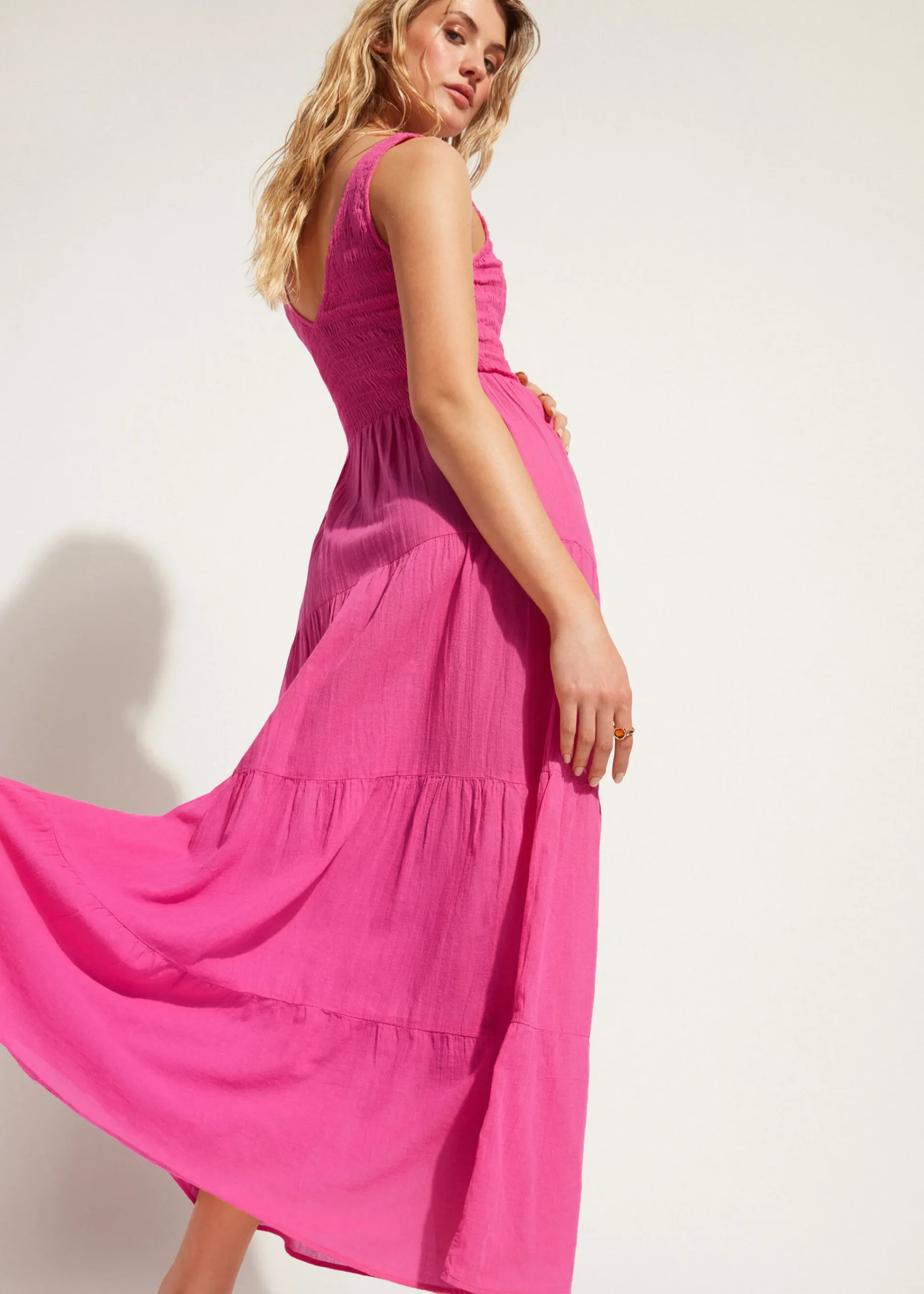 Beachwear^Calzedonia Long Dress With Flounced Skirt 614C - Bright Pink