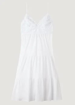 Beachwear^Calzedonia Macrame Lace Midi Dress With Flounced Skirt 01 - White