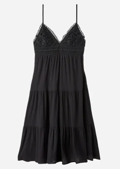 Beachwear^Calzedonia Macrame Lace Midi Dress With Flounced Skirt 06 - Black