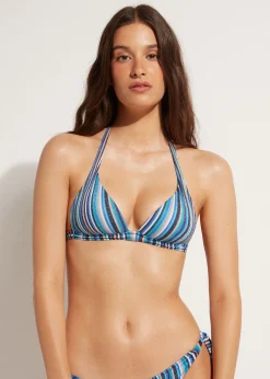 Bikini^Calzedonia Marbella Graduated Padded Triangle Bikini Top 691C - Multicoloured Rib