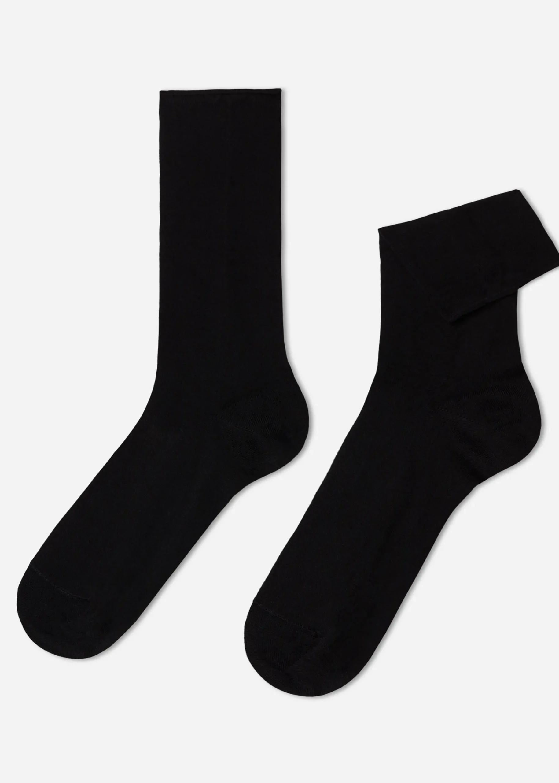Short Socks^Calzedonia Men's Bandless Cotton Short Socks 019 - Black