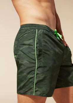 Boxer Shorts^Calzedonia Men's Boxer Swim Shorts Formentera 216C - Camouflage Green Trim