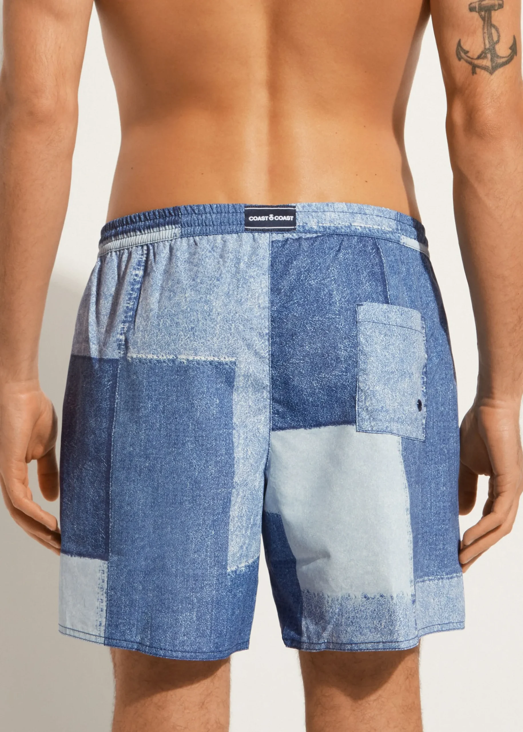 Boxer Shorts^Calzedonia Men's Boxer Swim Shorts Formentera 658C - Denim Blue Patchwork
