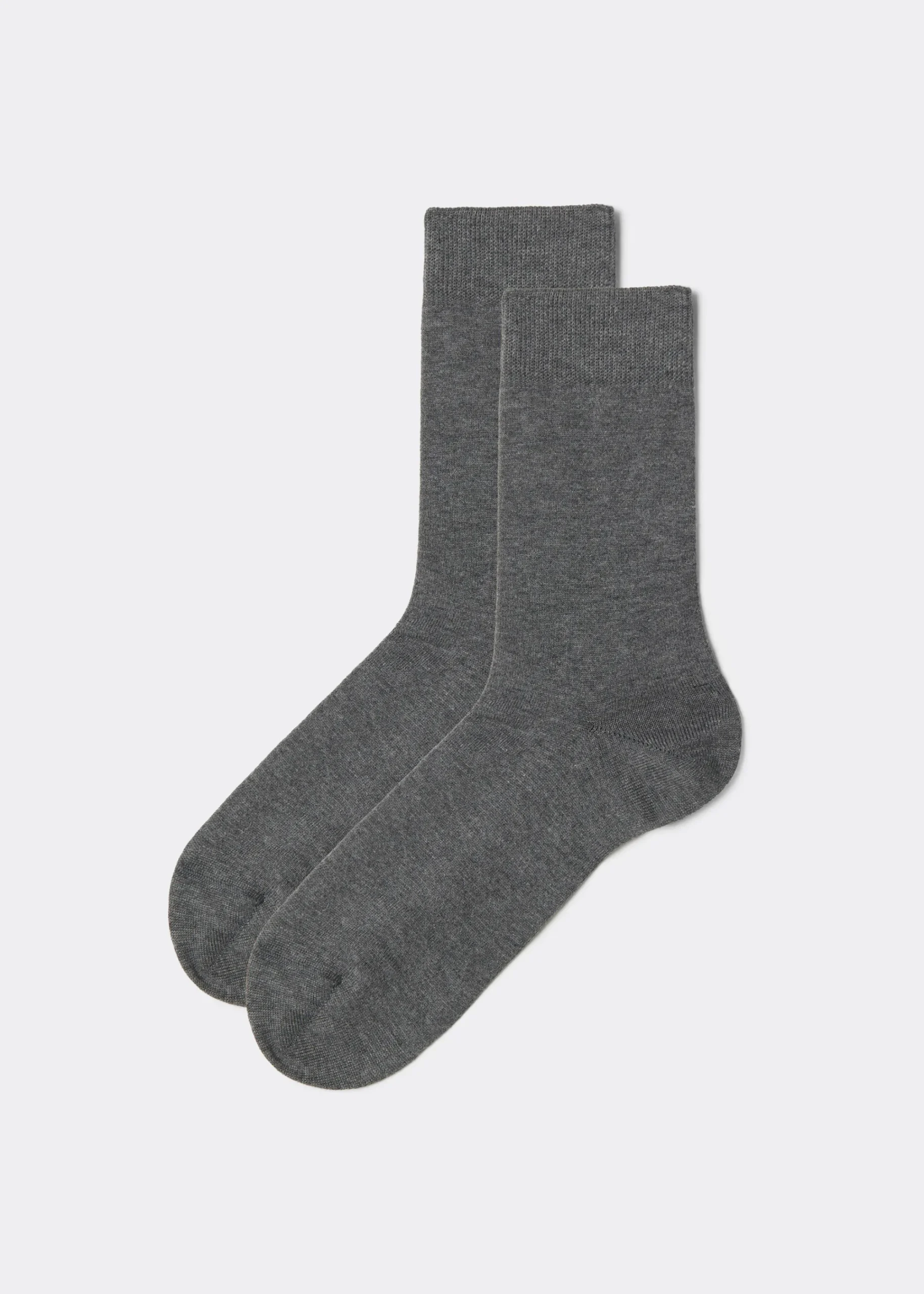 Short Socks^Calzedonia Men's Crew Warm Cotton Socks 042 - Mid Grey Blend