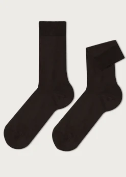 Short Socks^Calzedonia Men's Crewstretch Cotton Socks 015 - Brown