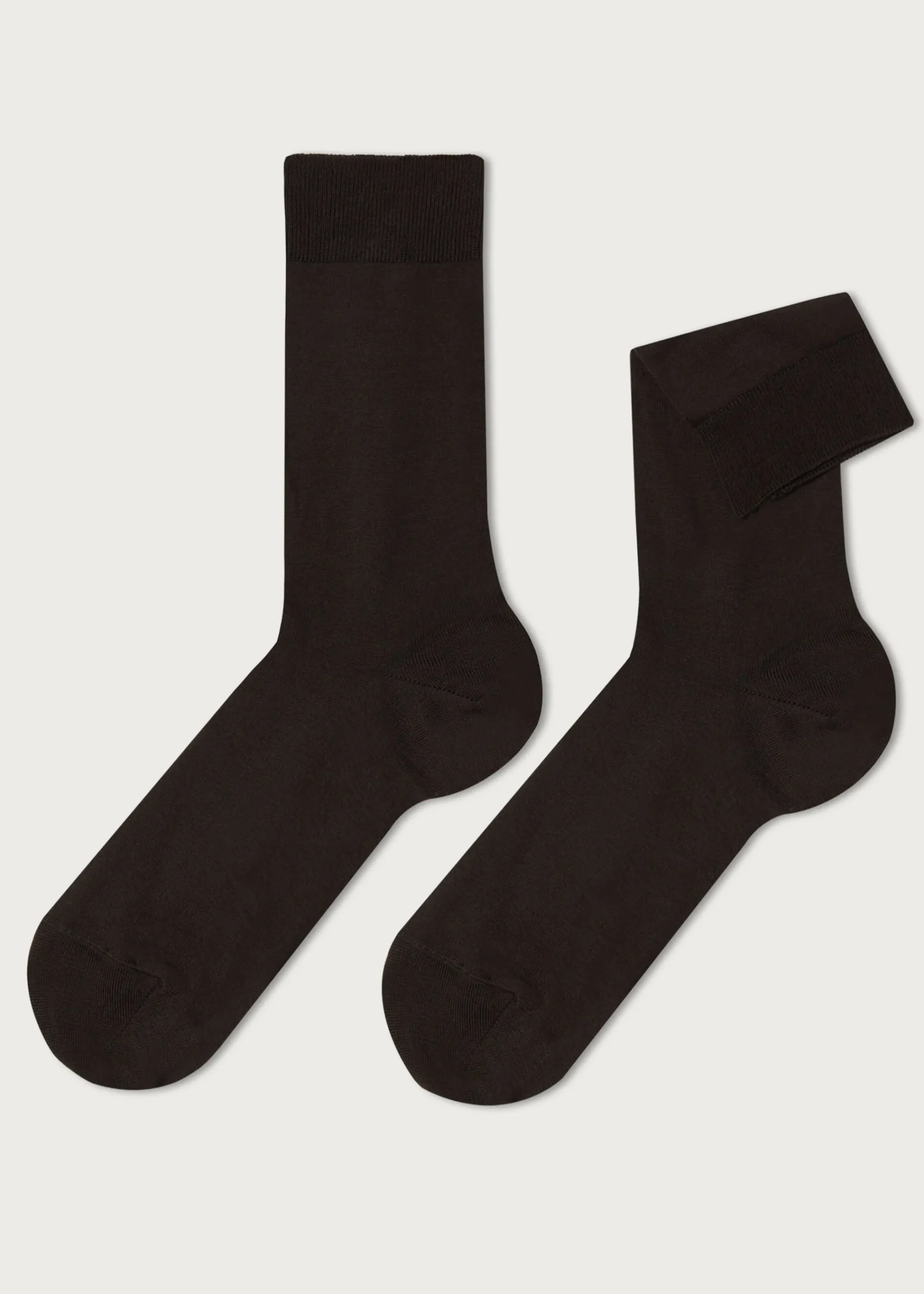 Short Socks^Calzedonia Men's Crewstretch Cotton Socks 015 - Brown