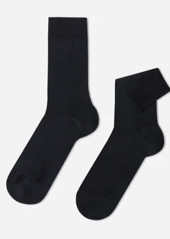Short Socks^Calzedonia Men's Crewstretch Cotton Socks 016 - Blue