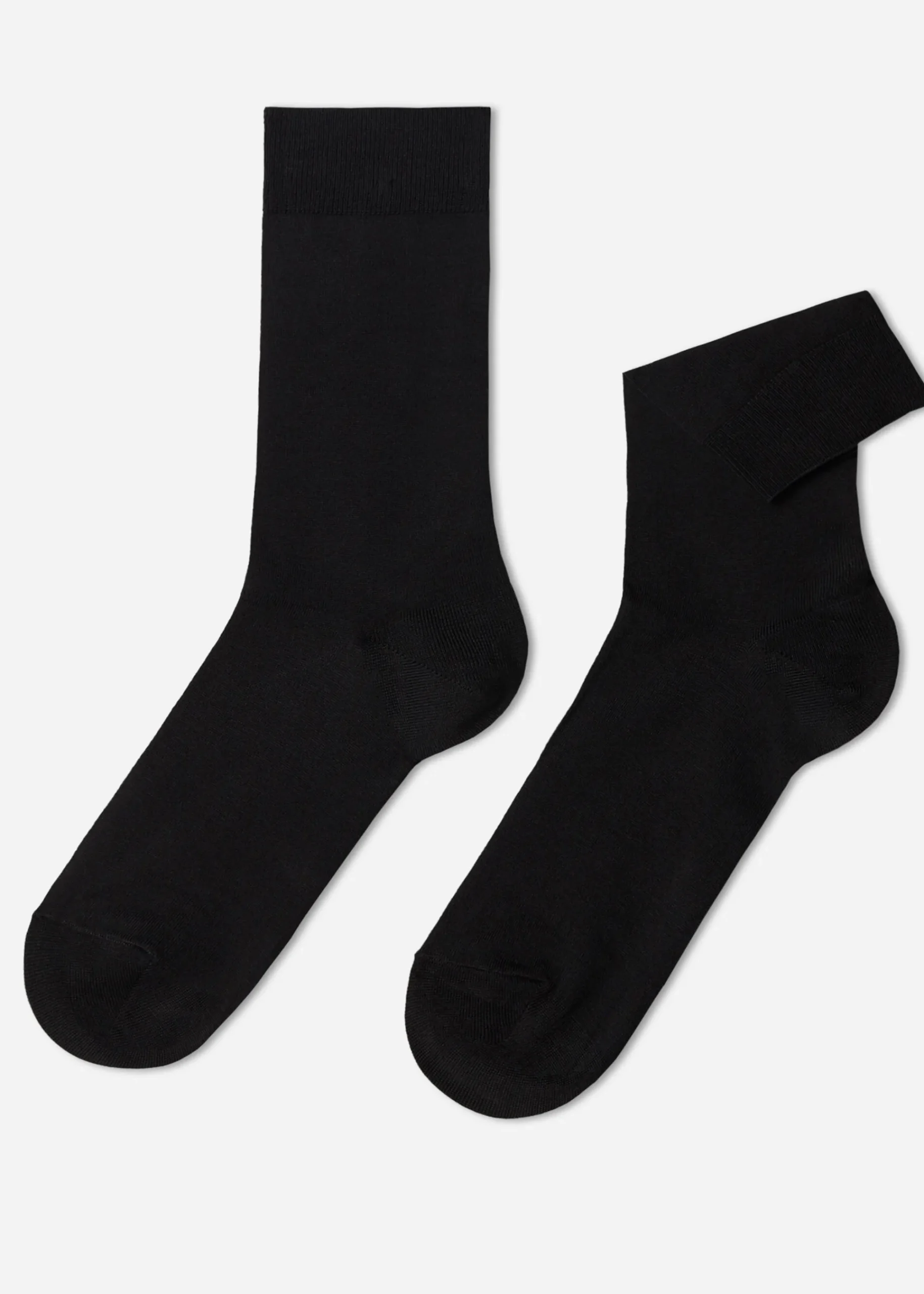 Short Socks^Calzedonia Men's Crewstretch Cotton Socks 019 - Black