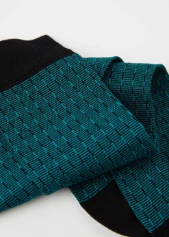Short Socks^Calzedonia Men's Geometric Design Crew Socks 9729 - Black Pattern