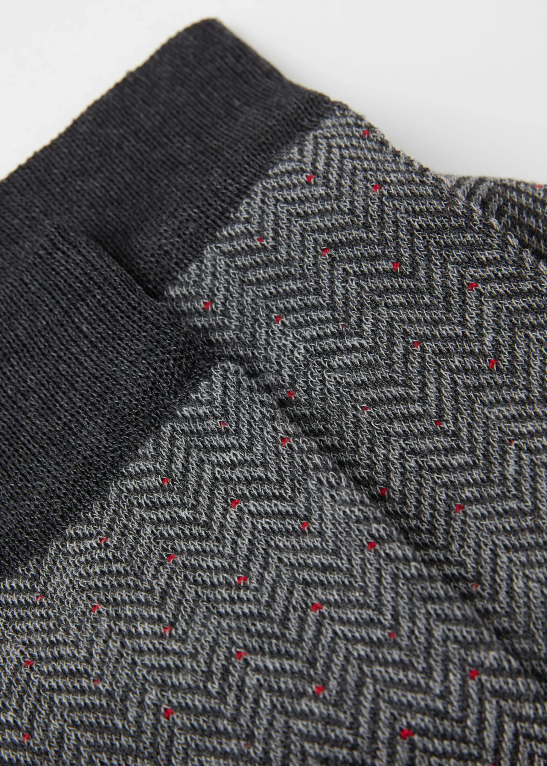 Short Socks^Calzedonia Men's Geometric Pattern Crew Socks 9735 - Anthracite Grey Herringbone