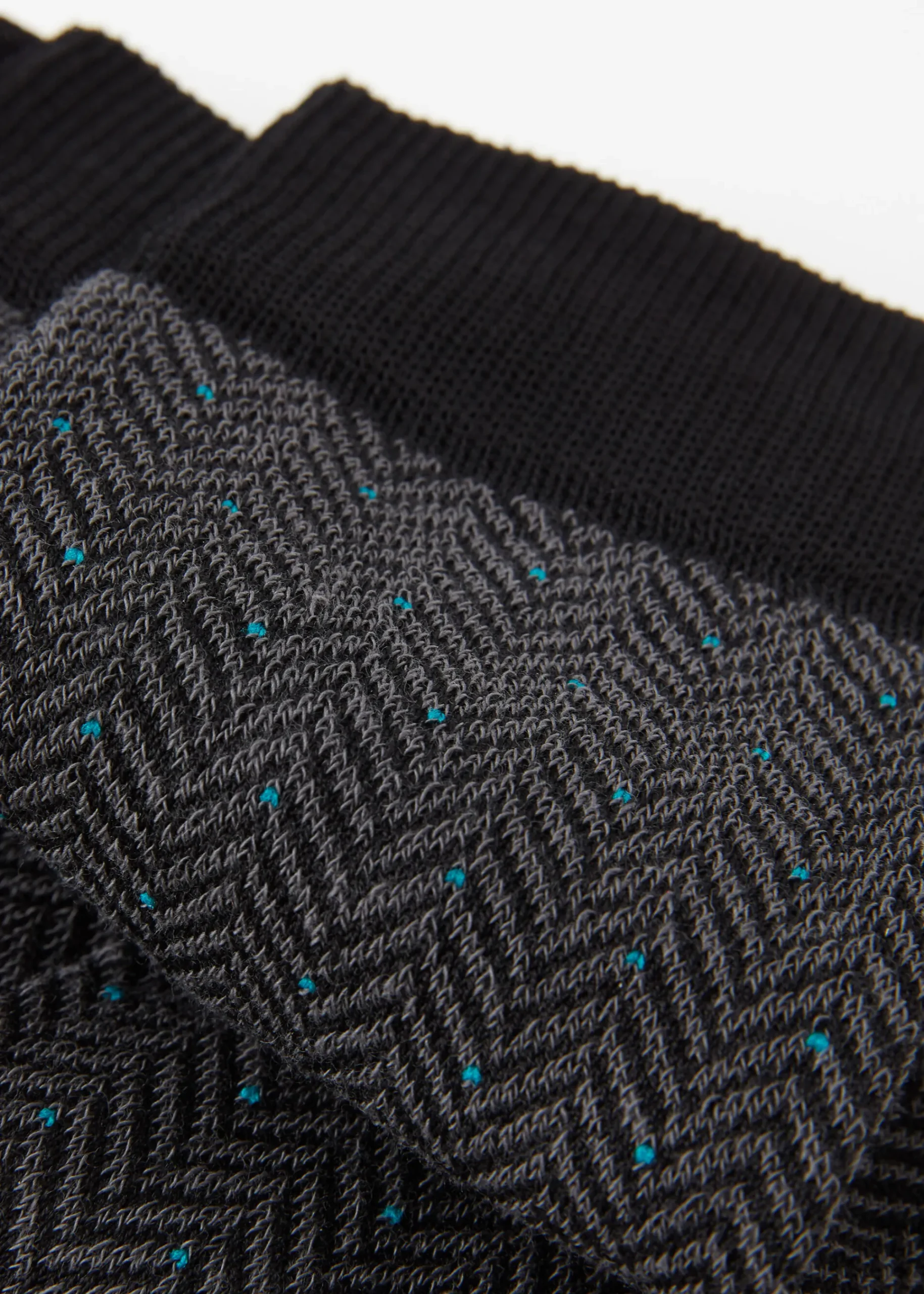 Short Socks^Calzedonia Men's Geometric Pattern Crew Socks 9734 - Black Herringbone
