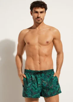 Boxer Shorts^Calzedonia Men's Ibiza Patterned Boxer Swim Shorts 679C - Dark Leaves