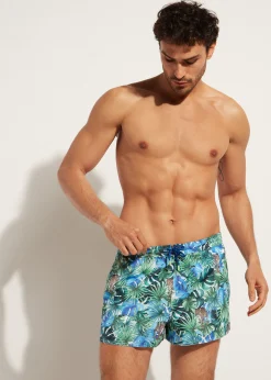 Boxer Shorts^Calzedonia Men's Ibiza Patterned Boxer Swim Shorts 678C - Jungle Pattern