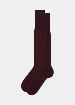 Long Socks^Calzedonia Men's Long Lisle Thread Socks 810 - Burgundy Red