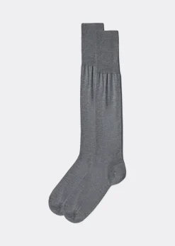 Long Socks^Calzedonia Men's Long Lisle Thread Socks 042 - Mid Grey Blend