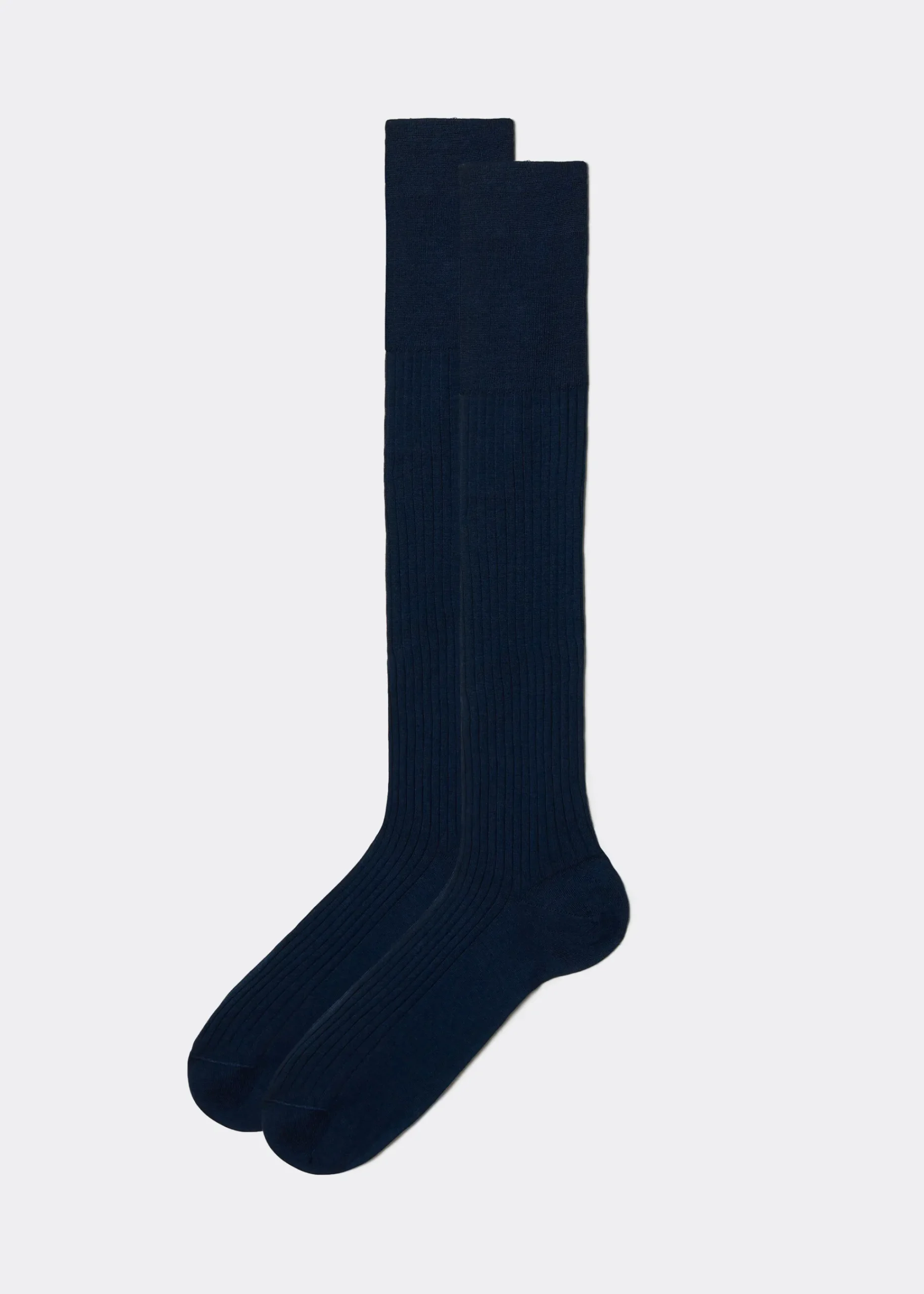 Long Socks^Calzedonia Men's Long Ribbed Lisle Thread Socks 870 - Light Blue Grey
