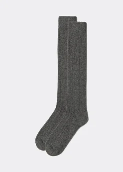 Long Socks^Calzedonia Men's Long Ribbed Socks With Wool And Cashmere 042 - Mid Grey Blend