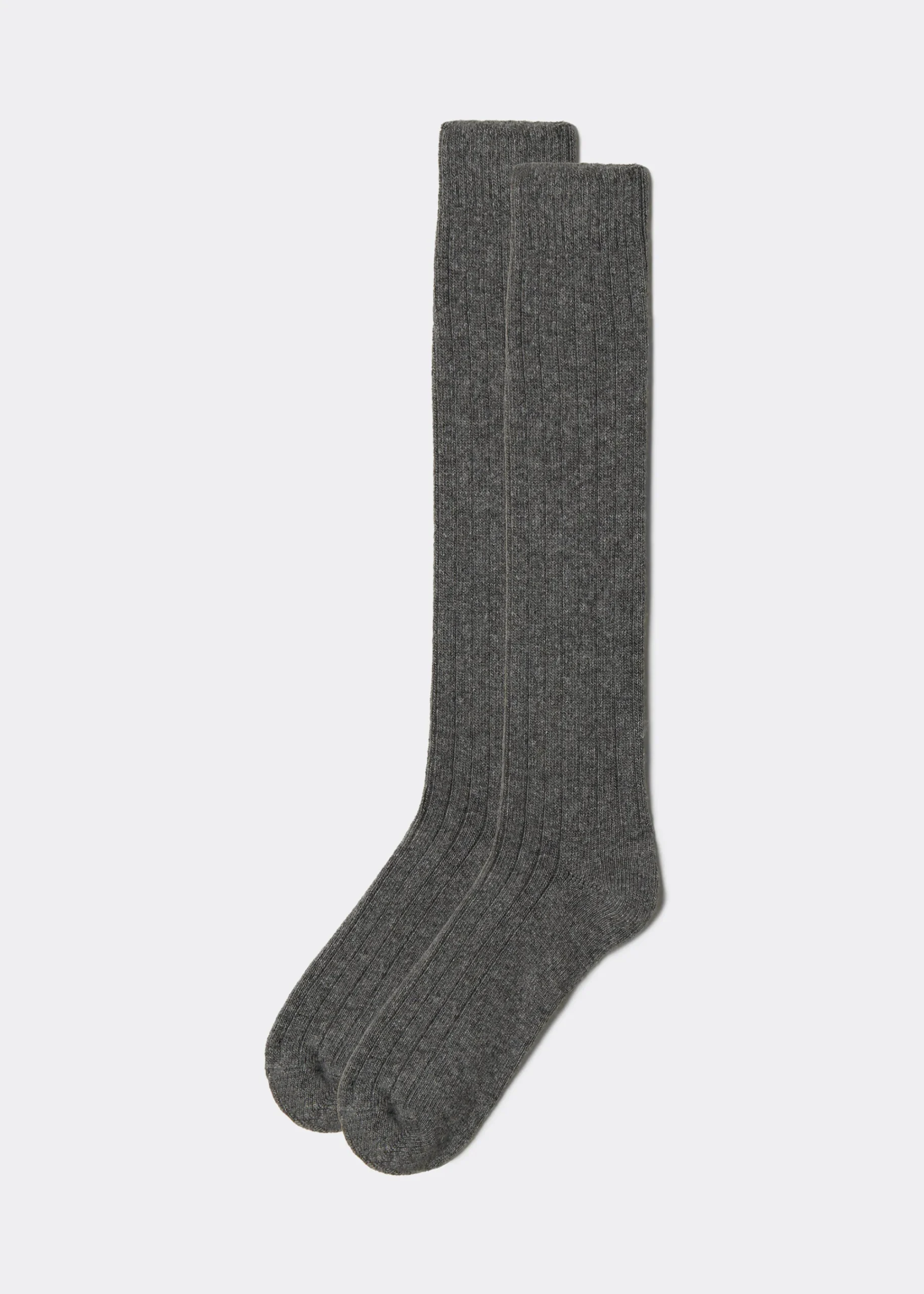 Long Socks^Calzedonia Men's Long Ribbed Socks With Wool And Cashmere 042 - Mid Grey Blend