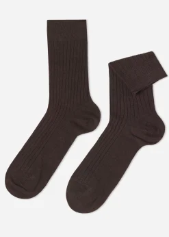 Short Socks^Calzedonia Men's Ribbed Cashmere Short Socks 9567 - Ch-Costa Marrone