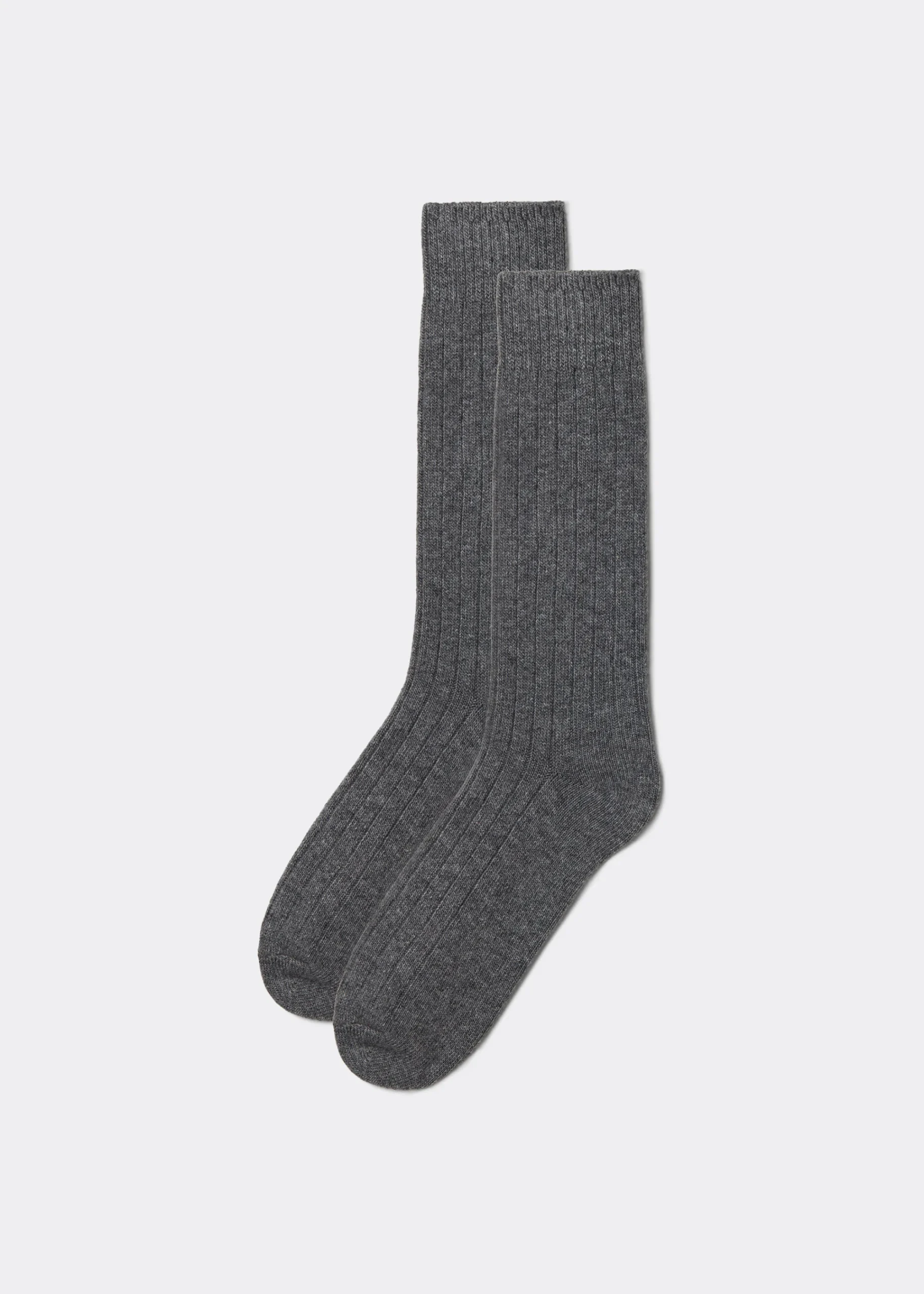 Short Socks^Calzedonia Men's Short Ribbed Socks With Wool And Cashmere 042 - Mid Grey Blend