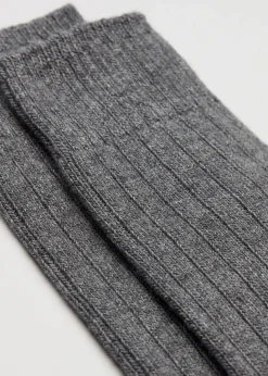 Short Socks^Calzedonia Men's Short Ribbed Socks With Wool And Cashmere 042 - Mid Grey Blend