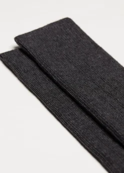 Short Socks^Calzedonia Men's Short Ribbed Socks With Wool And Cashmere 711 - Charcoal Grey Blend