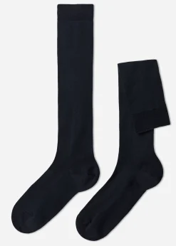 Long Socks^Calzedonia Men's Stretch Cotton Long Socks 016 - Blue