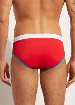 Briefs^Calzedonia Men's Swim Briefs Malindi 645C - Summer Red