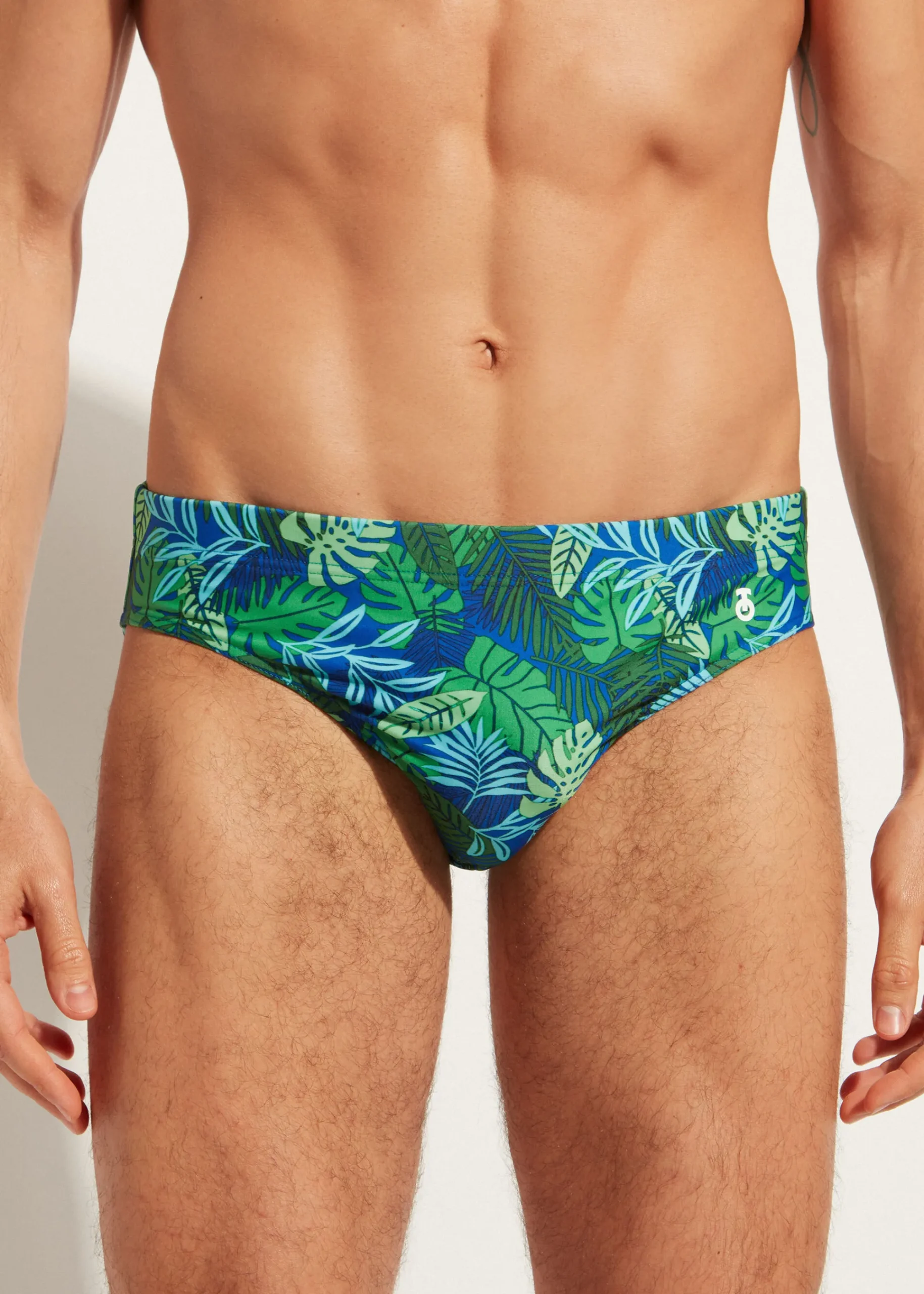 Briefs^Calzedonia Men's Swim Shorts Rio 677C - Leaf Pattern