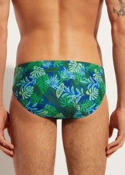 Briefs^Calzedonia Men's Swim Shorts Rio 677C - Leaf Pattern