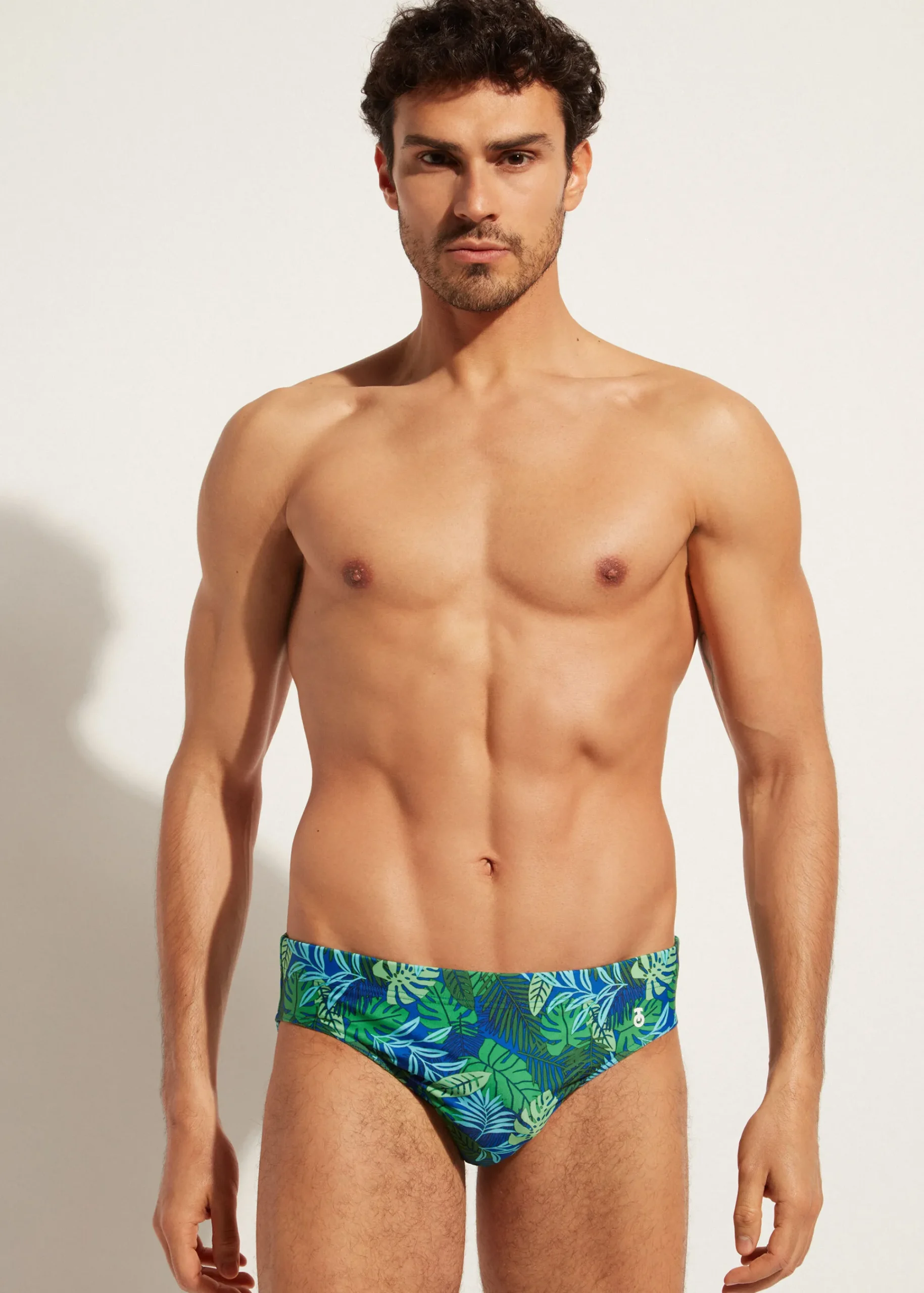 Briefs^Calzedonia Men's Swim Shorts Rio 677C - Leaf Pattern