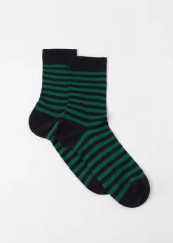 Short Socks^Calzedonia Men's Two-Tone Striped Crew Socks 9712 - Two-Tone Black Stripes