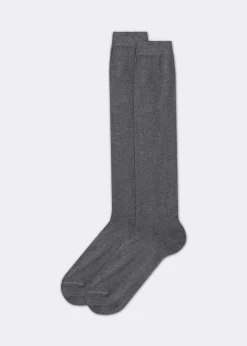 Long Socks^Calzedonia Men's Warm Cotton Long Socks 042 - Mid Grey Blend