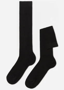 Long Socks^Calzedonia Men's Warm Cotton Long Socks 019 - Black