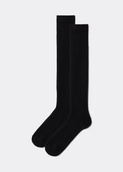 Long Socks^Calzedonia Men's Wool And Cotton Long Socks 019 - Black