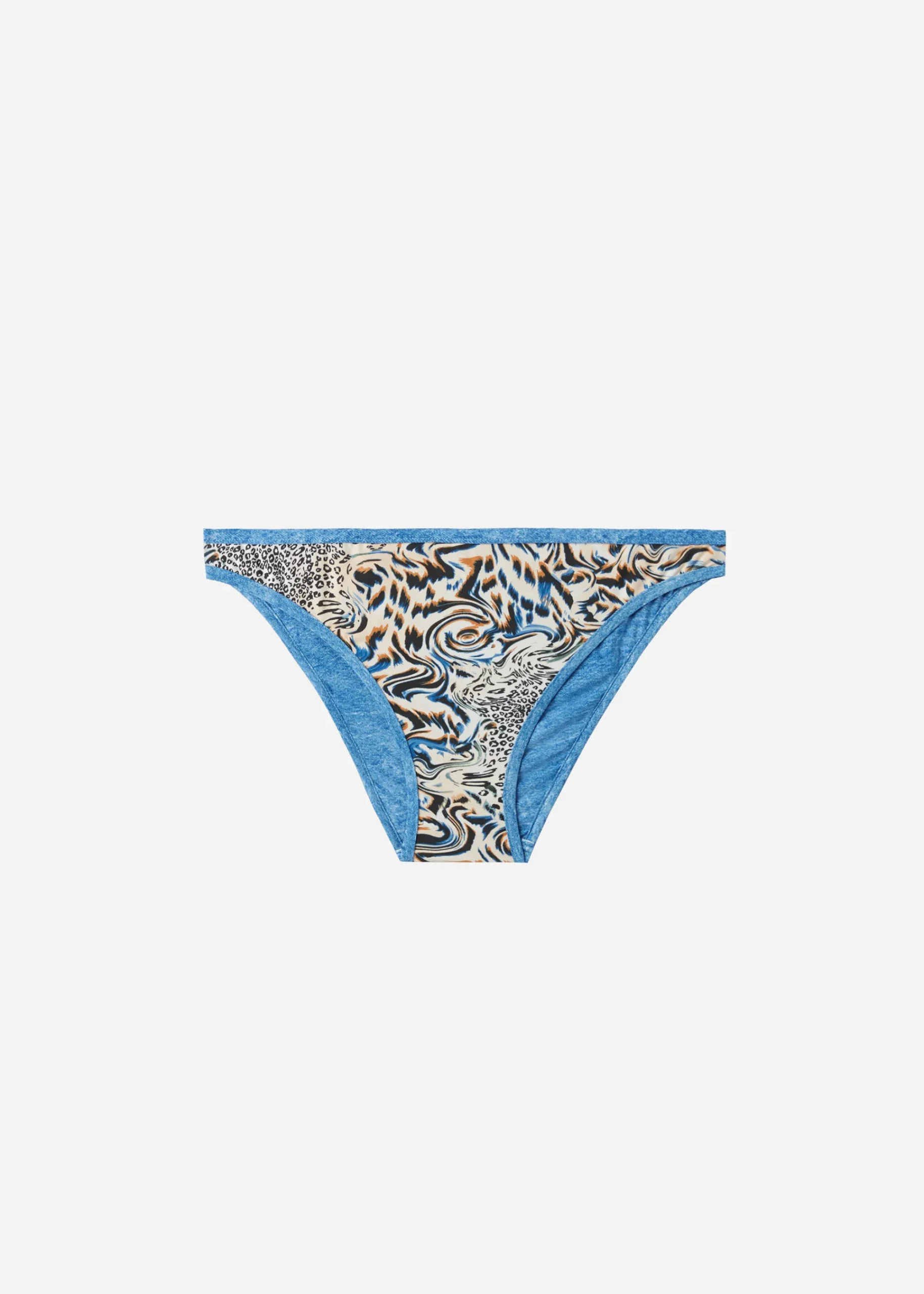Bikini^Calzedonia Mykonos Double Face Animal Print Bikini Bottoms 690C - Denim Blue Animal Print